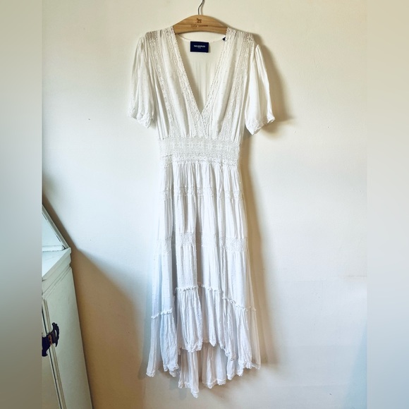 The Kooples Amazing White Lace Boho Prairie Wedding Dress Size 1 (XS) - Picture 3 of 15